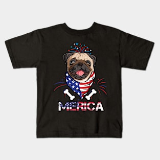 Cute Dog Merica Memorial Day Patriot Kids T-Shirt